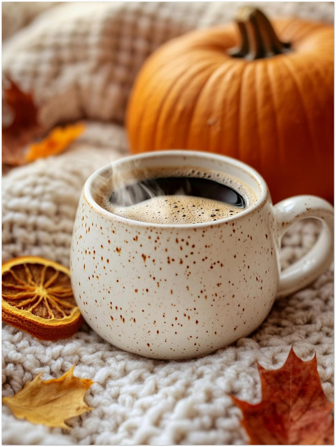 Herbststillleben mit Kaffee Poster – Ohne Rahmen – Produktfoto