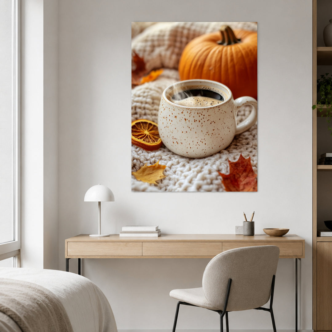 Herbststillleben mit Kaffee Poster – Ohne Rahmen – Produktfoto