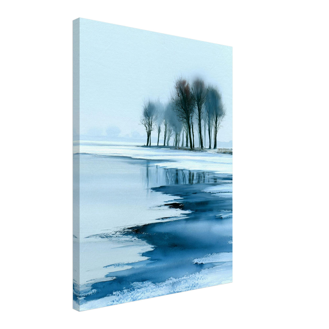 Winterbäume im Eis Leinwandbild – Schräge Ansicht – Produktfoto