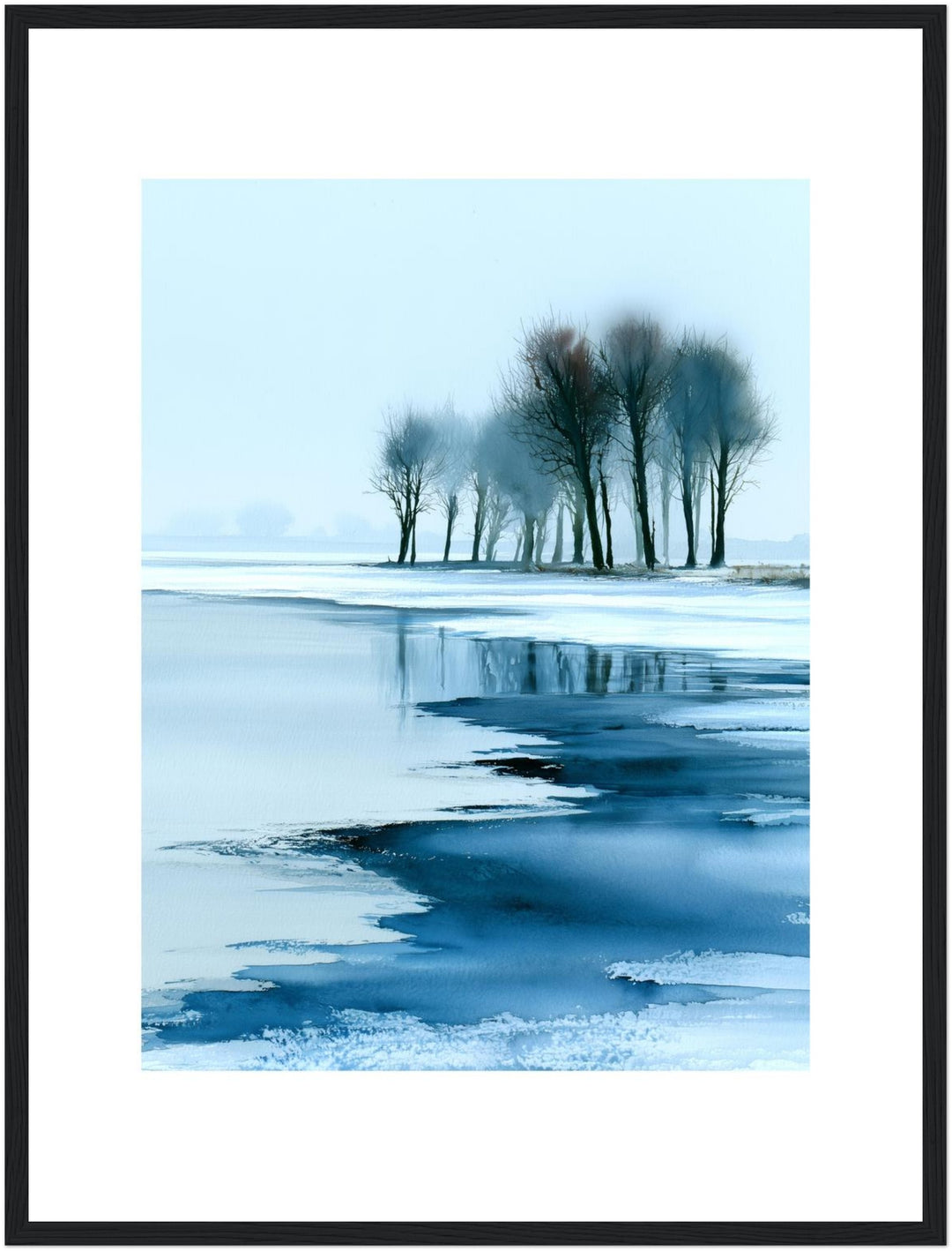 Winterbäume im Eis Poster – Schwarzer Rahmen – Produktfoto