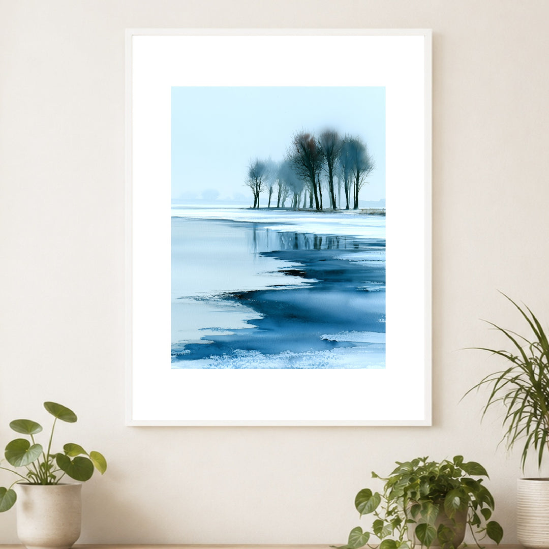 Winterbäume im Eis Poster – Weißer Rahmen – Produktfoto