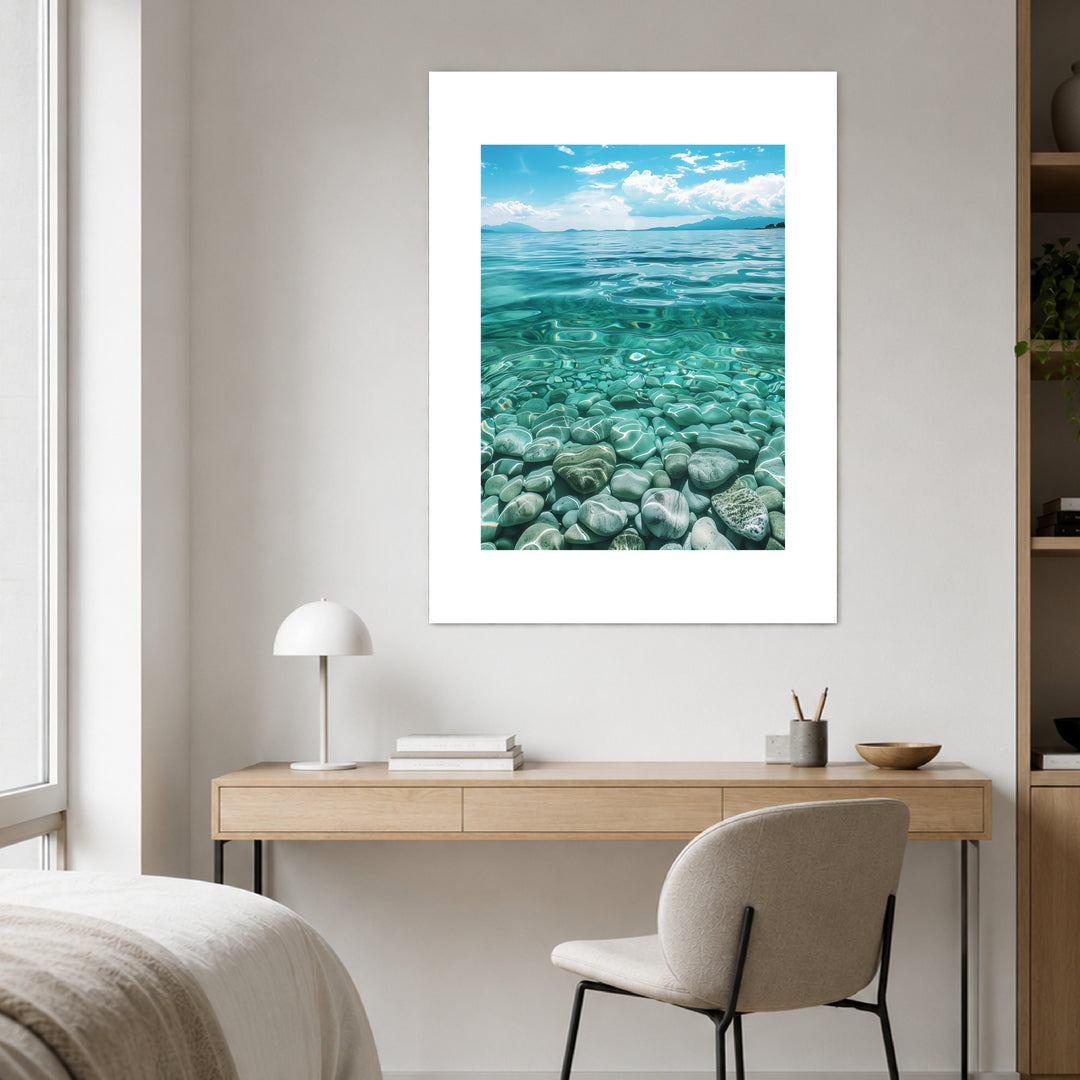 Kieselsteine im Meer Poster Landschaft – mattes Kunstdruck-Papier – Ansicht 3