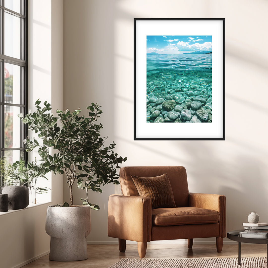 Kieselsteine im Meer Poster Landschaft – mattes Kunstdruck-Papier – Ansicht 2