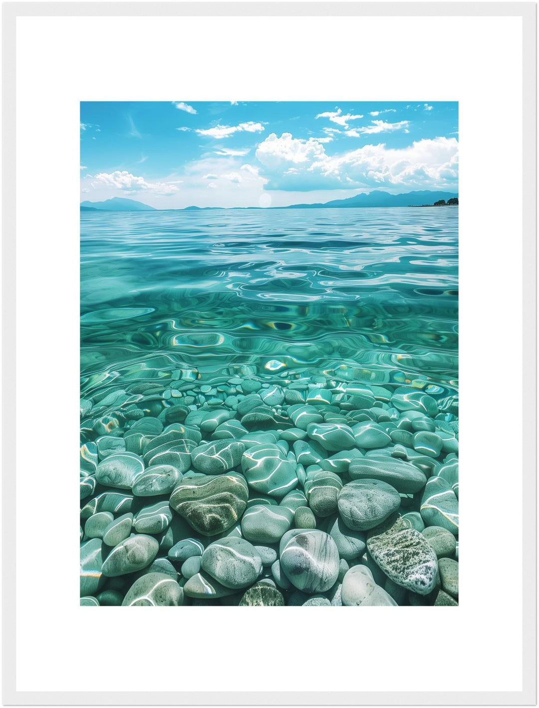 Kieselsteine im Meer Poster Landschaft – mattes Kunstdruck-Papier – Ansicht 6