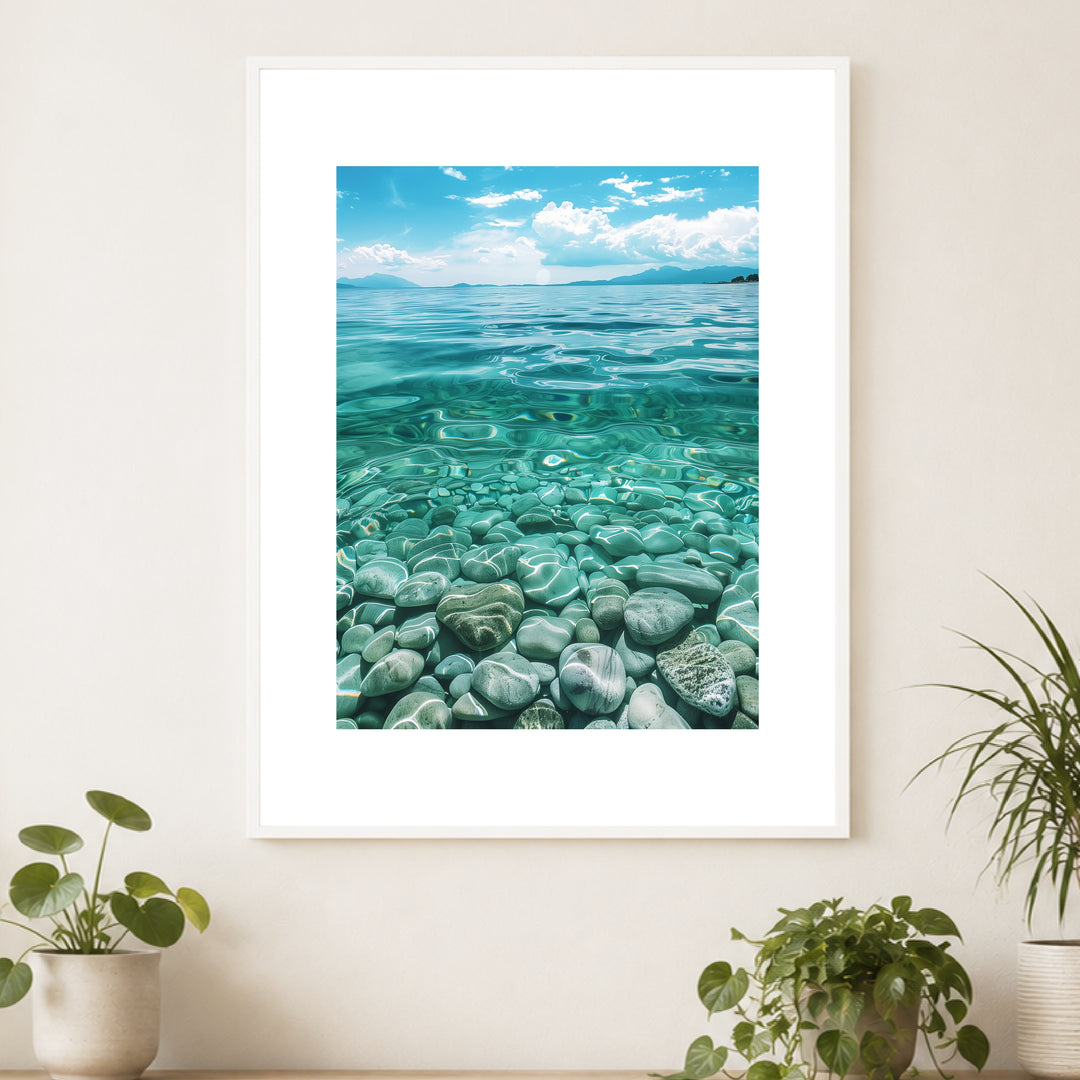 Kieselsteine im Meer Poster Landschaft – mattes Kunstdruck-Papier – Ansicht 4