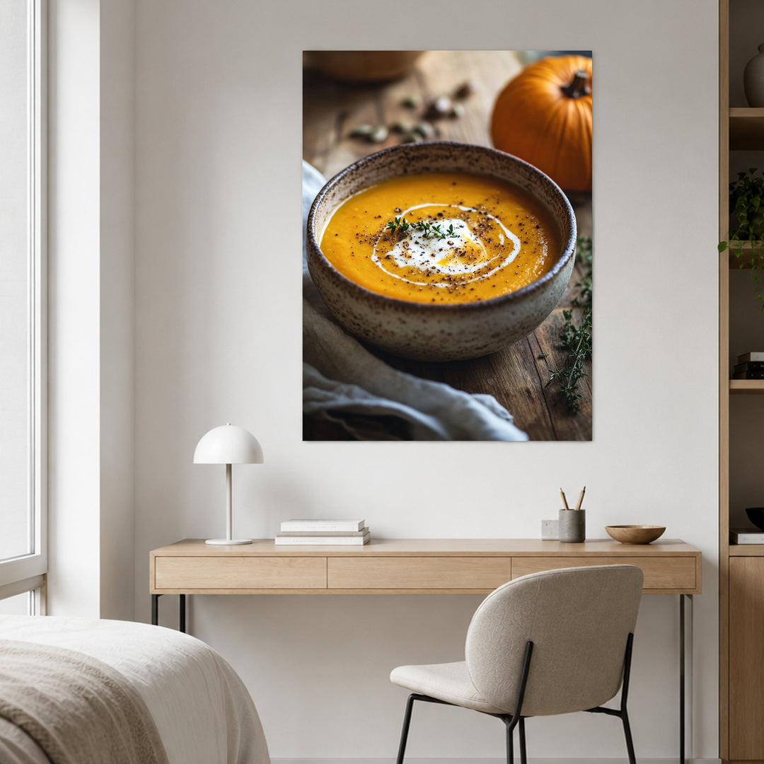 Goldene Kürbissuppe Herbst Leinwandbild – Ohne Rahmen – Produktfoto