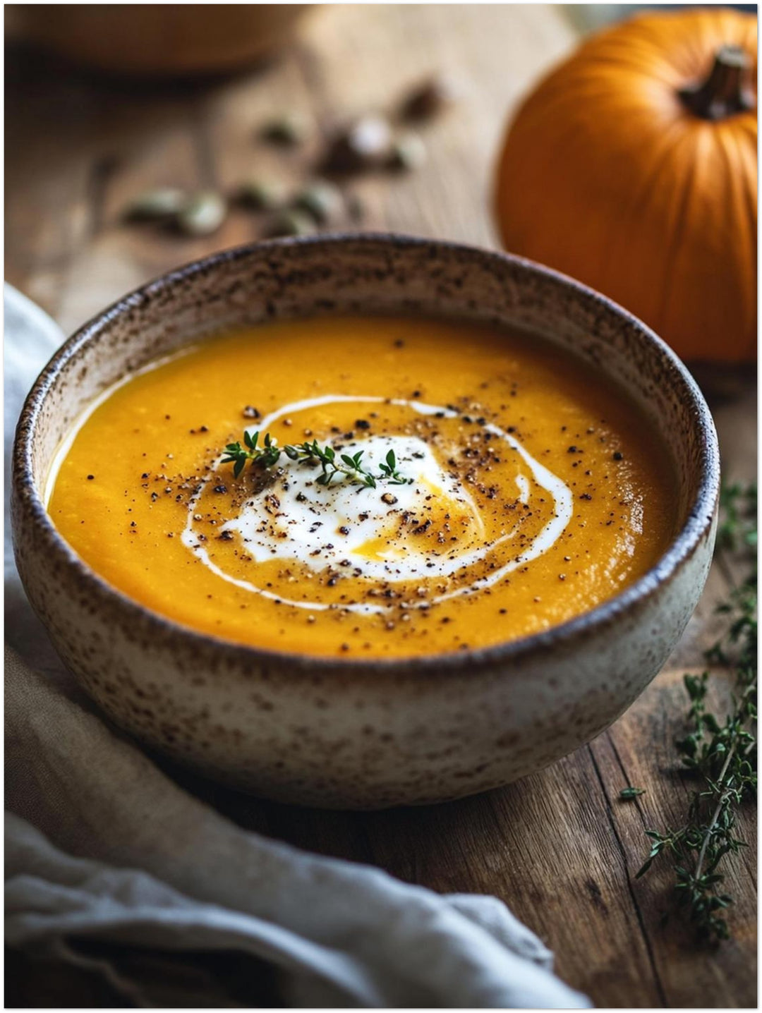 Goldene Kürbissuppe Herbst Leinwandbild – Ohne Rahmen – Produktfoto