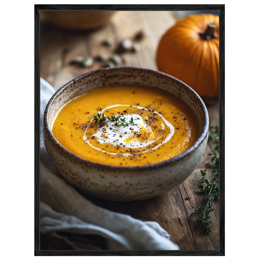 Goldene Kürbissuppe Herbst Leinwandbild – Leinwandbild