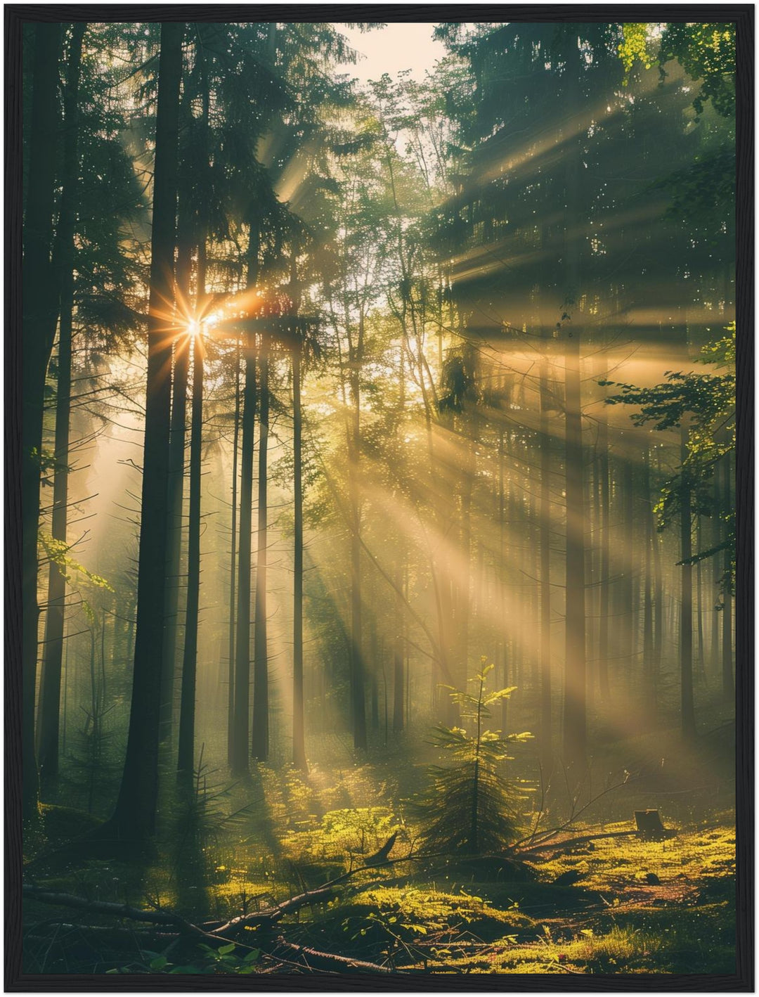 Lichtstrahlen im Wald Poster Landschaft – mattes Kunstdruck-Papier – Ansicht 6