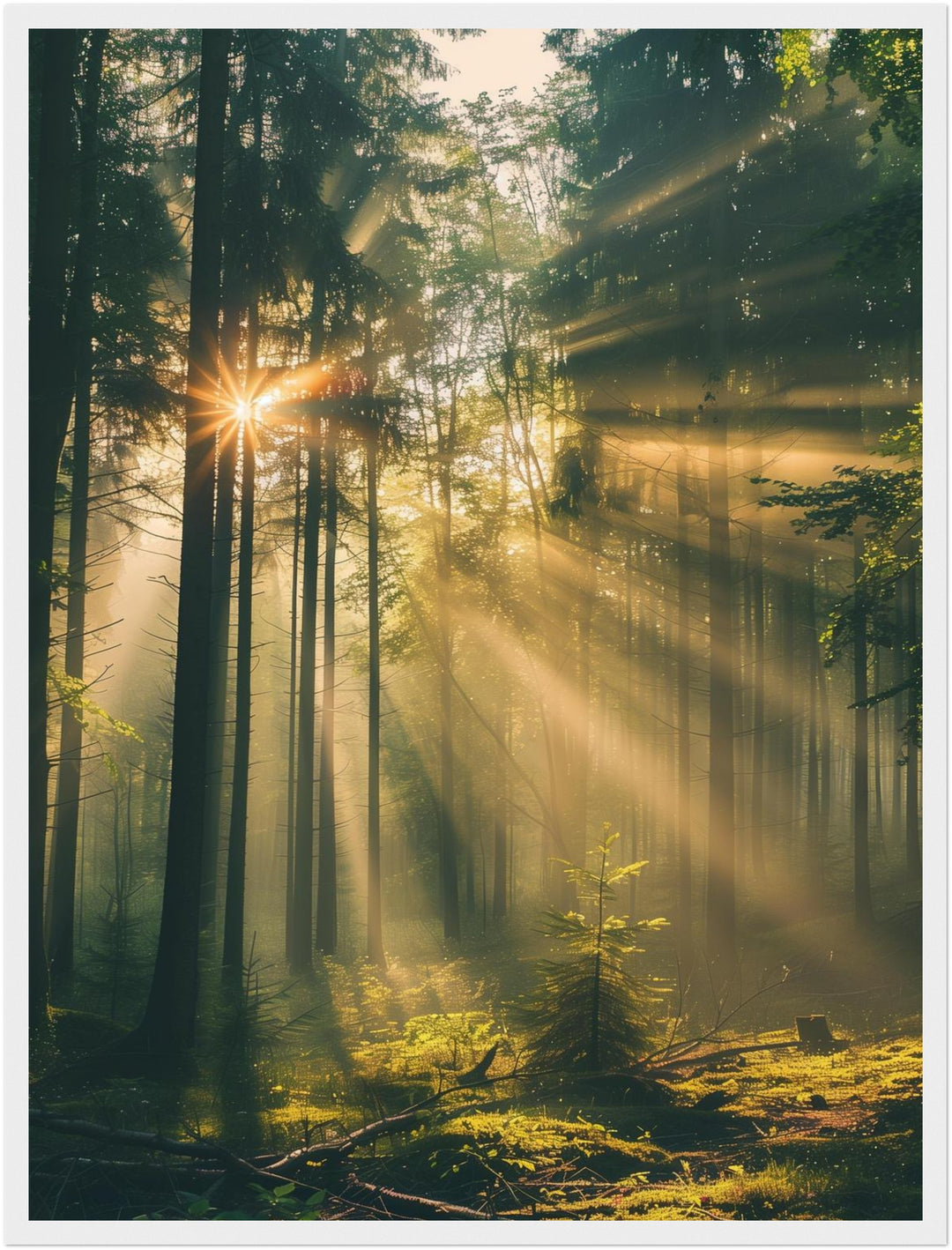 Lichtstrahlen im Wald Poster Landschaft – mattes Kunstdruck-Papier – Ansicht 5
