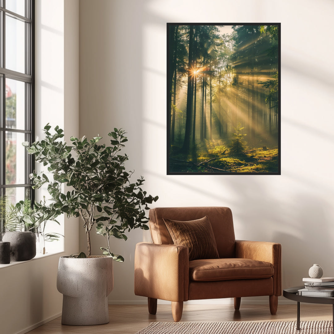 Lichtstrahlen im Wald Poster Landschaft – mattes Kunstdruck-Papier – Ansicht 4