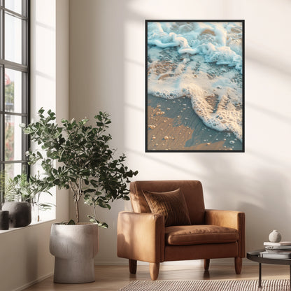 Meerschaum auf nassem Sand Poster