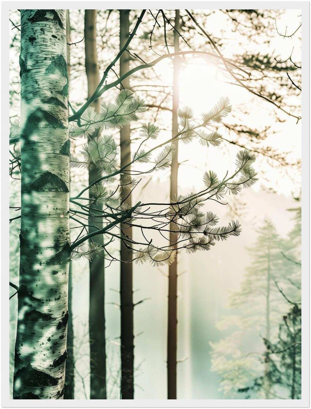 Birkenwald im Morgennebel Poster Landschaft – mattes Kunstdruck-Papier – Ansicht 6