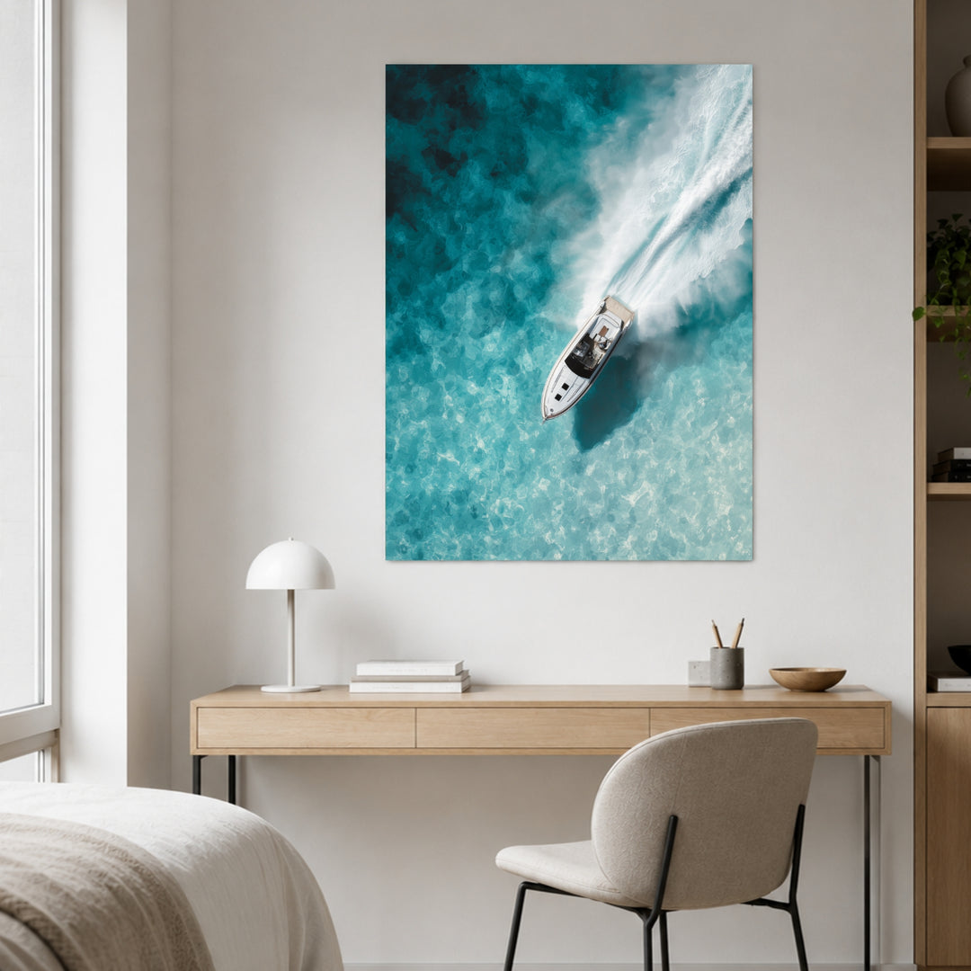 Speedboot im Türkismeer Poster – Ohne Rahmen – Produktfoto