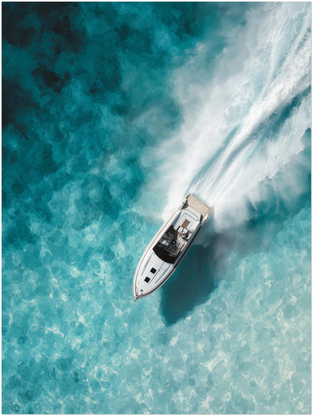Speedboot im Türkismeer Leinwandbild – Ohne Rahmen – Produktfoto