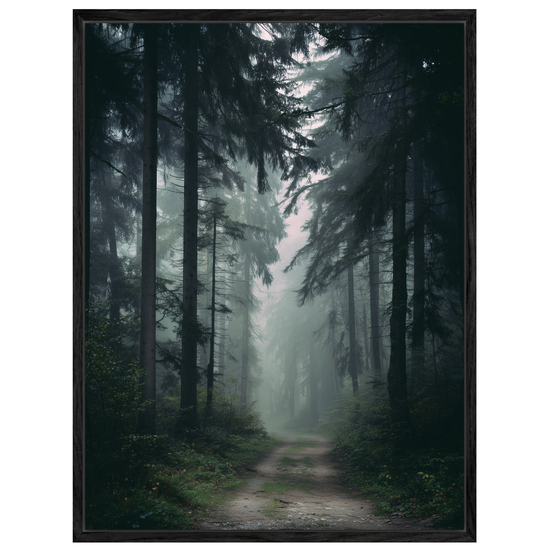 Nebelwald mit Pfad Leinwandbild abstrakt – Leinwand auf Holzrahmen – Ansicht 4
