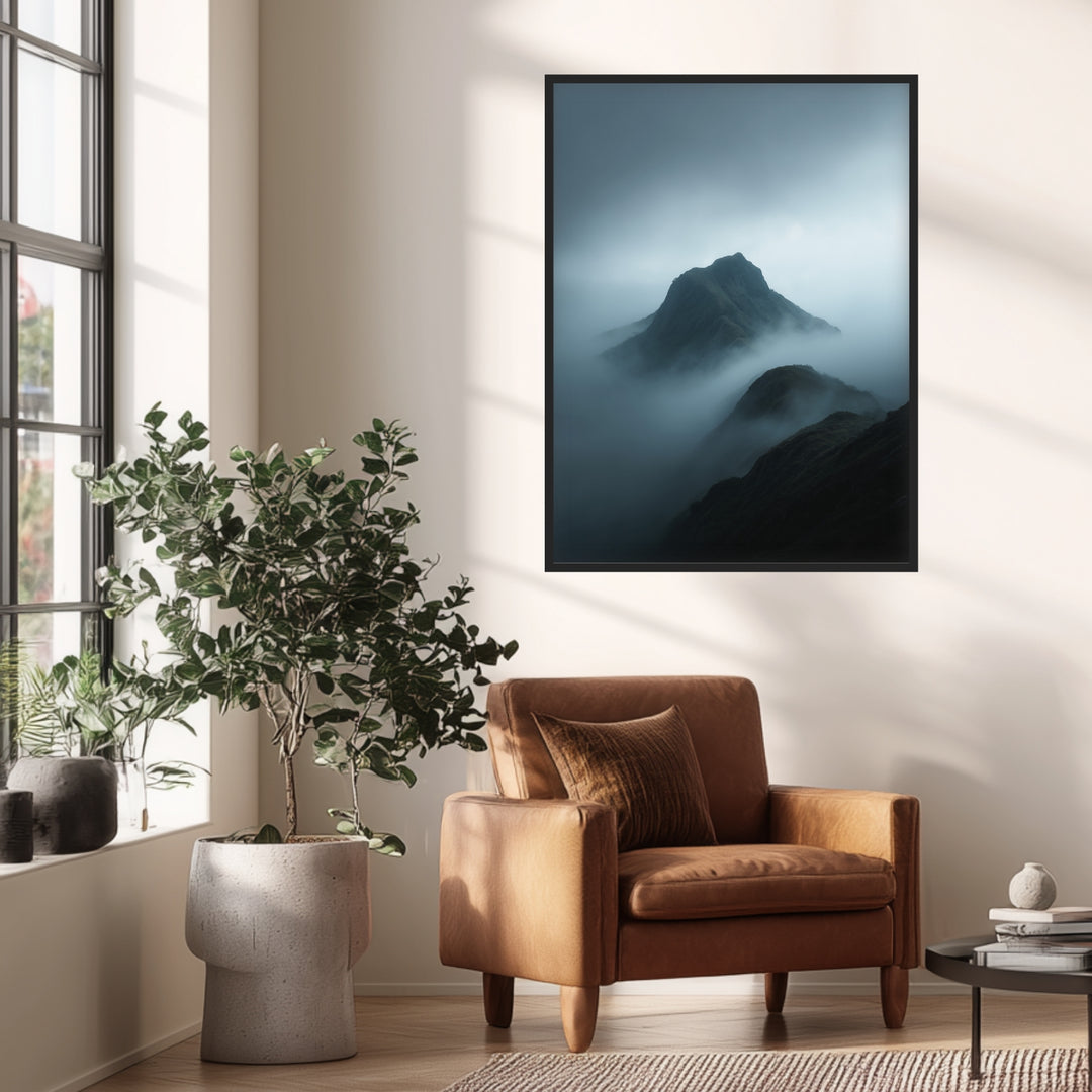 Nebliger Bergkamm im Morgenlicht Poster abstrakt – mattes Kunstdruck-Papier – Ansicht 3