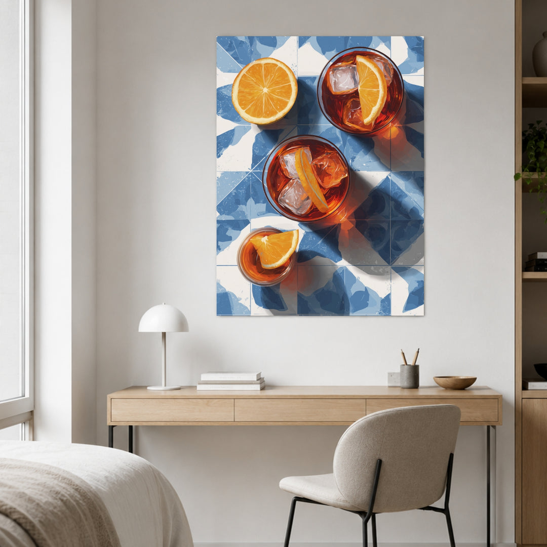 Aperitivo auf blauen Fliesen Poster – Ohne Rahmen – Produktfoto