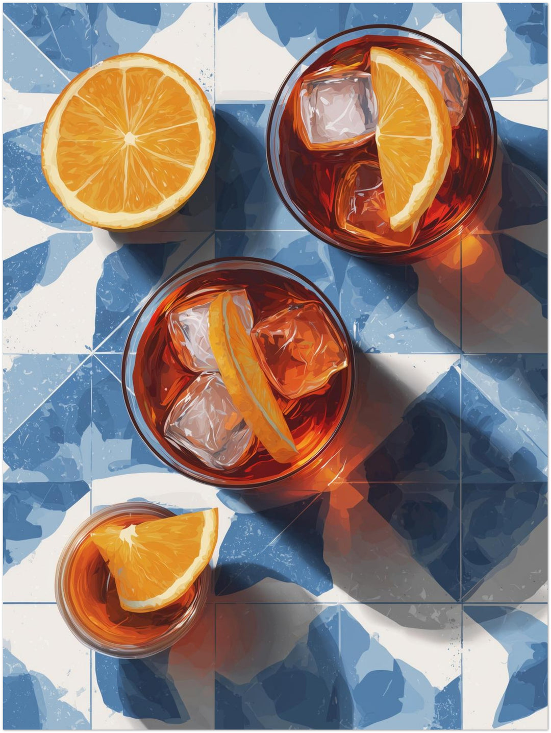 Aperitivo auf blauen Fliesen Leinwandbild – Ohne Rahmen – Produktfoto
