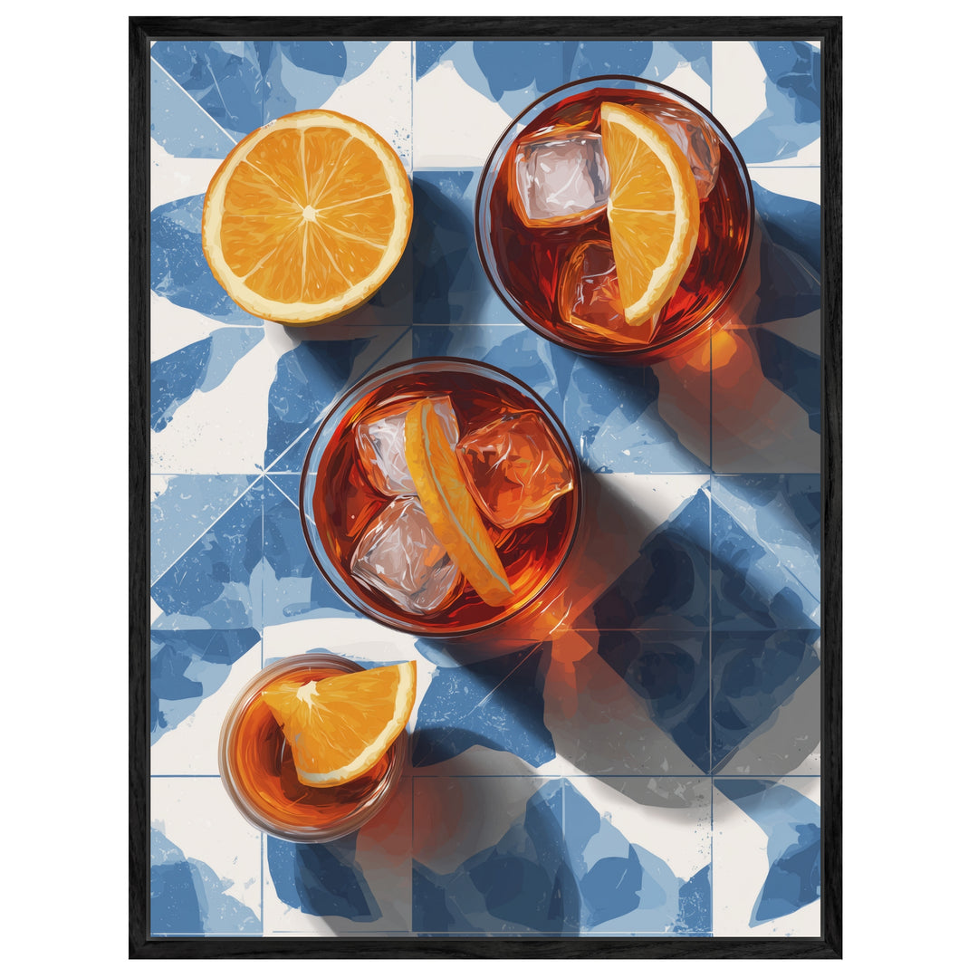 Aperitivo auf blauen Fliesen Leinwandbild – Leinwandbild
