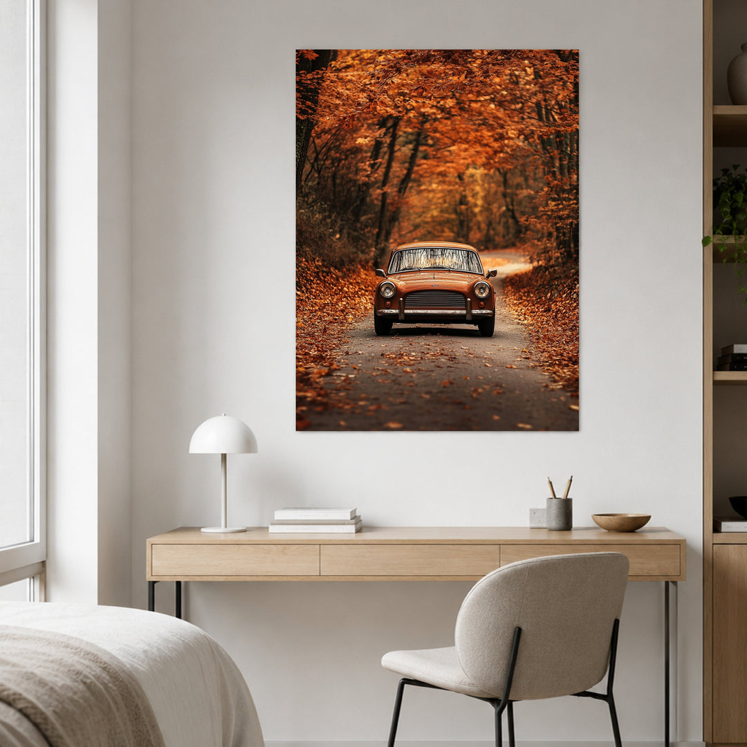 Oldtimer im Herbstwald Poster – Ohne Rahmen – Produktfoto