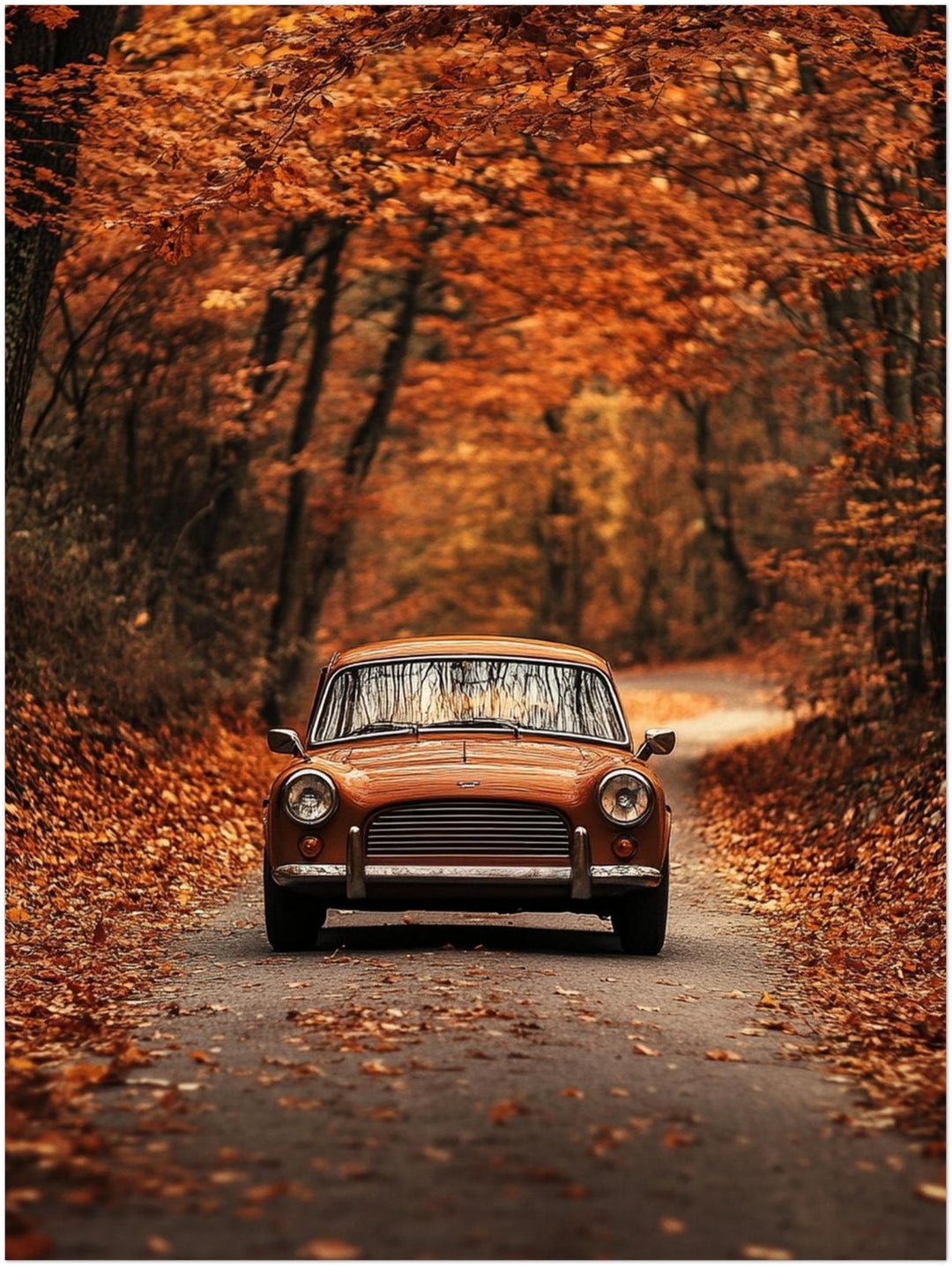 Oldtimer im Herbstwald Leinwandbild – Ohne Rahmen – Produktfoto