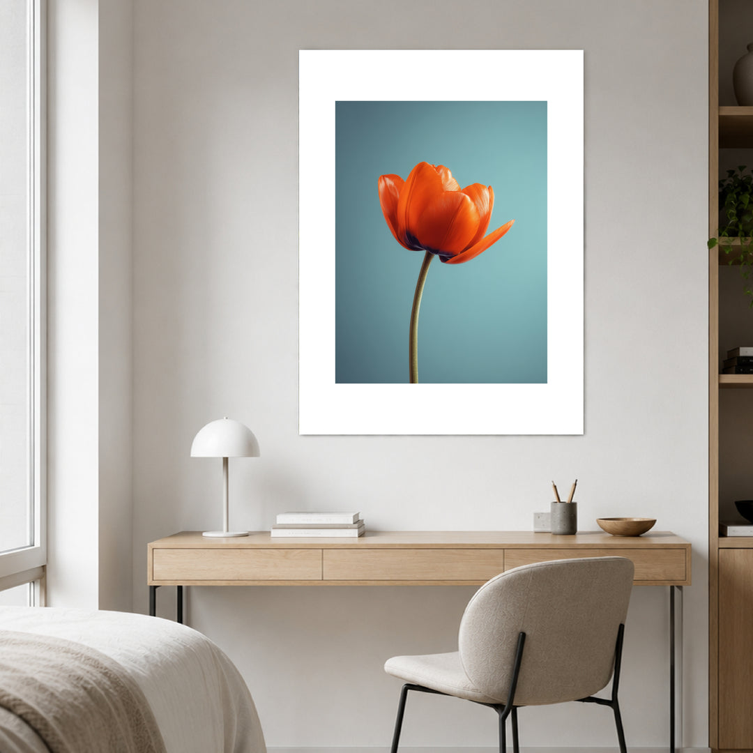 Orangene Tulpe Poster Landschaft – mattes Kunstdruck-Papier – Ansicht 3