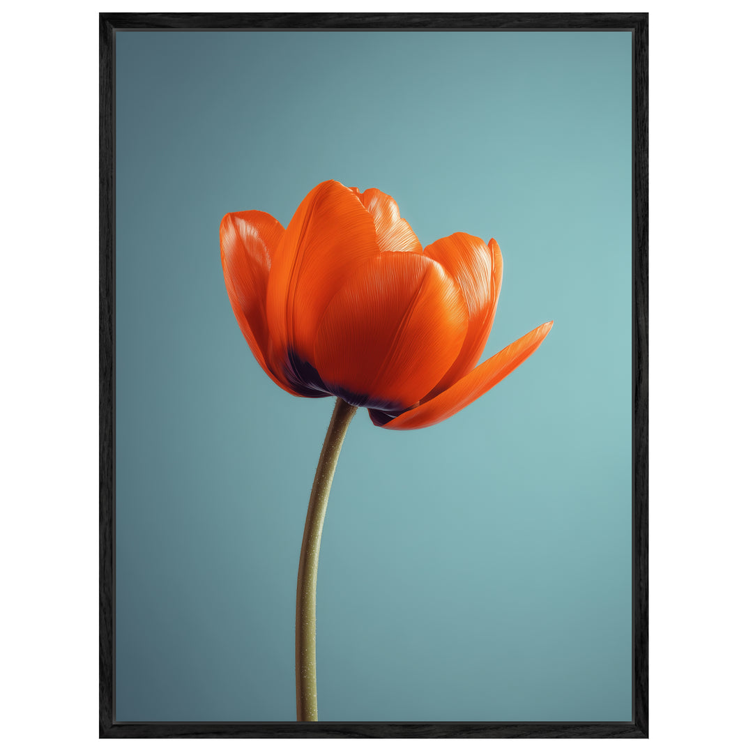 Orangene Tulpe Leinwandbild Landschaft – Leinwand auf Holzrahmen – Ansicht 4