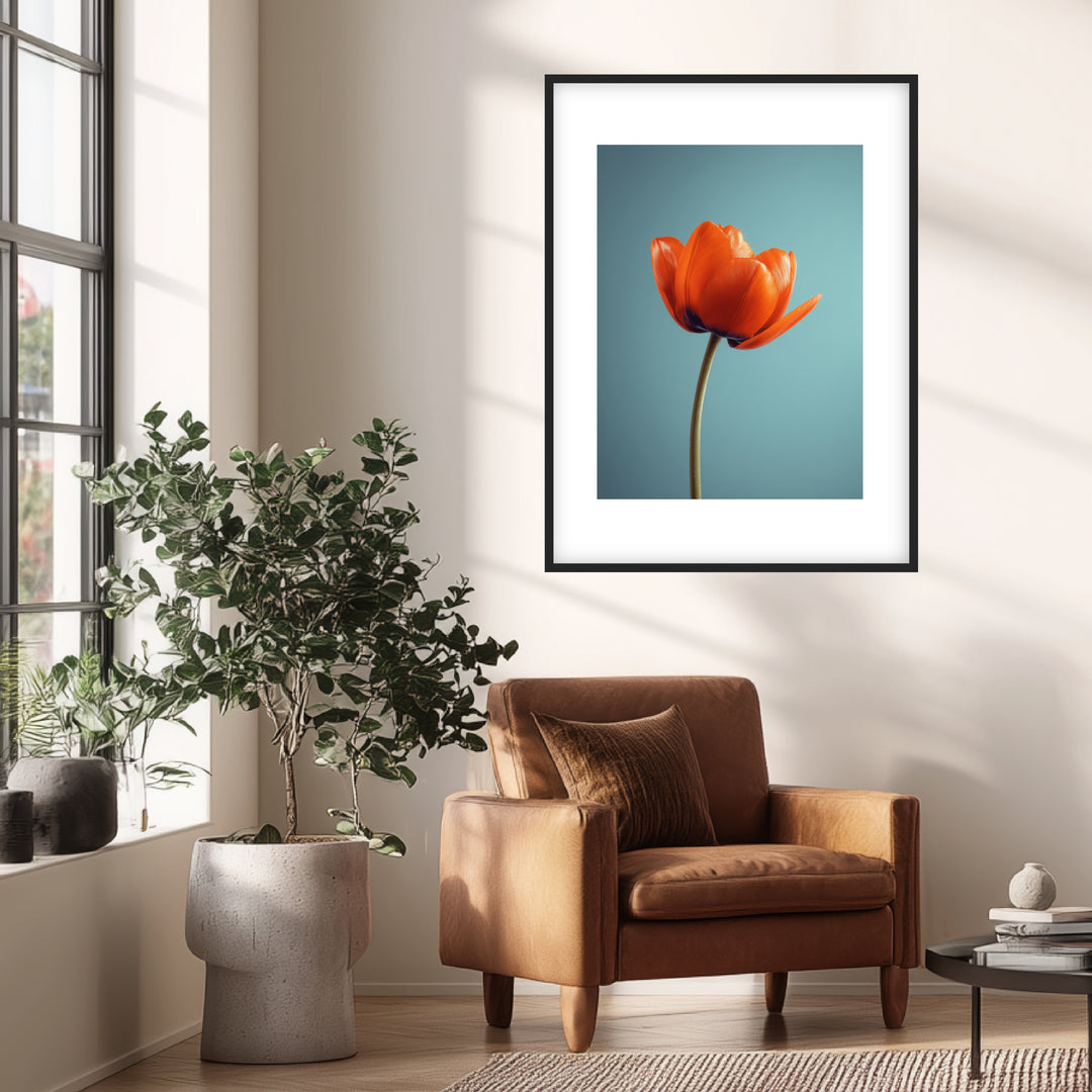 Orangene Tulpe Poster Landschaft – mattes Kunstdruck-Papier – Ansicht 2