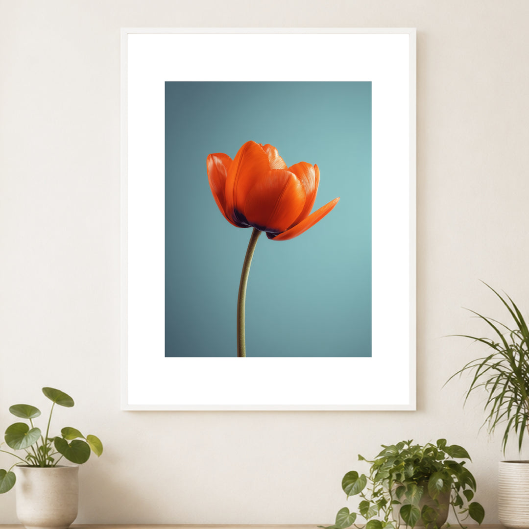Orangene Tulpe Poster Landschaft – mattes Kunstdruck-Papier – Ansicht 4