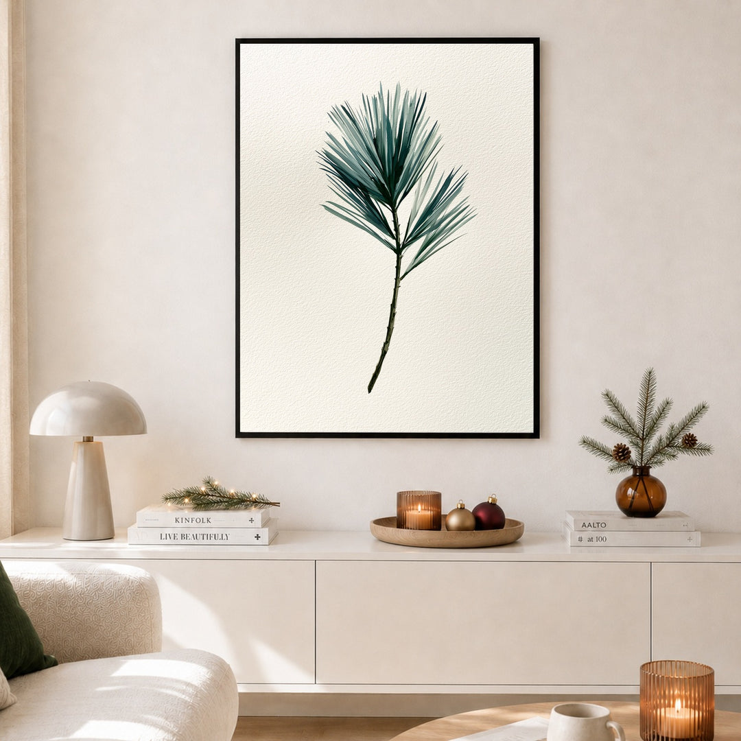 Winterlicher Tannenzweig aquarell Poster – Schwarzer Rahmen – Produktfoto