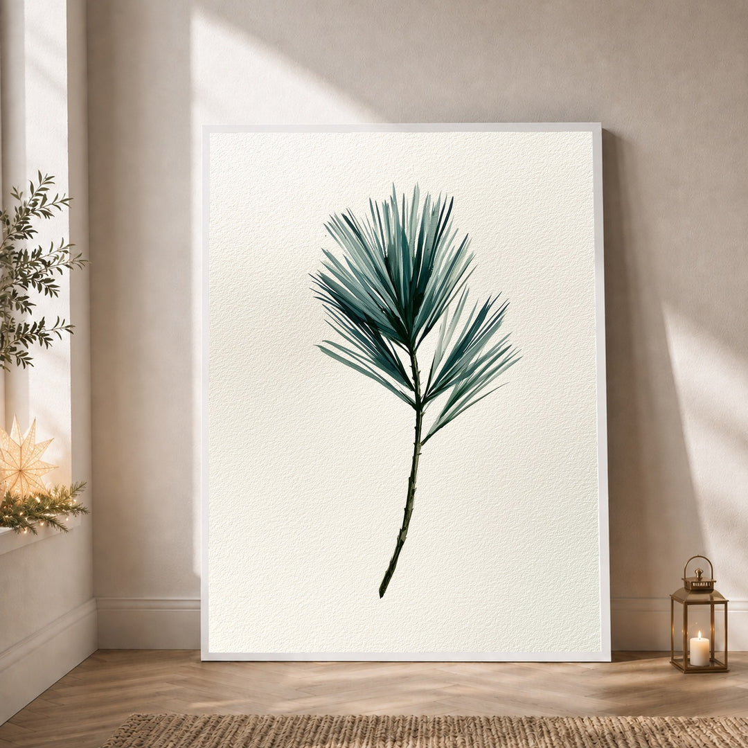 Winterlicher Tannenzweig aquarell Poster – Weißer Rahmen – Produktfoto