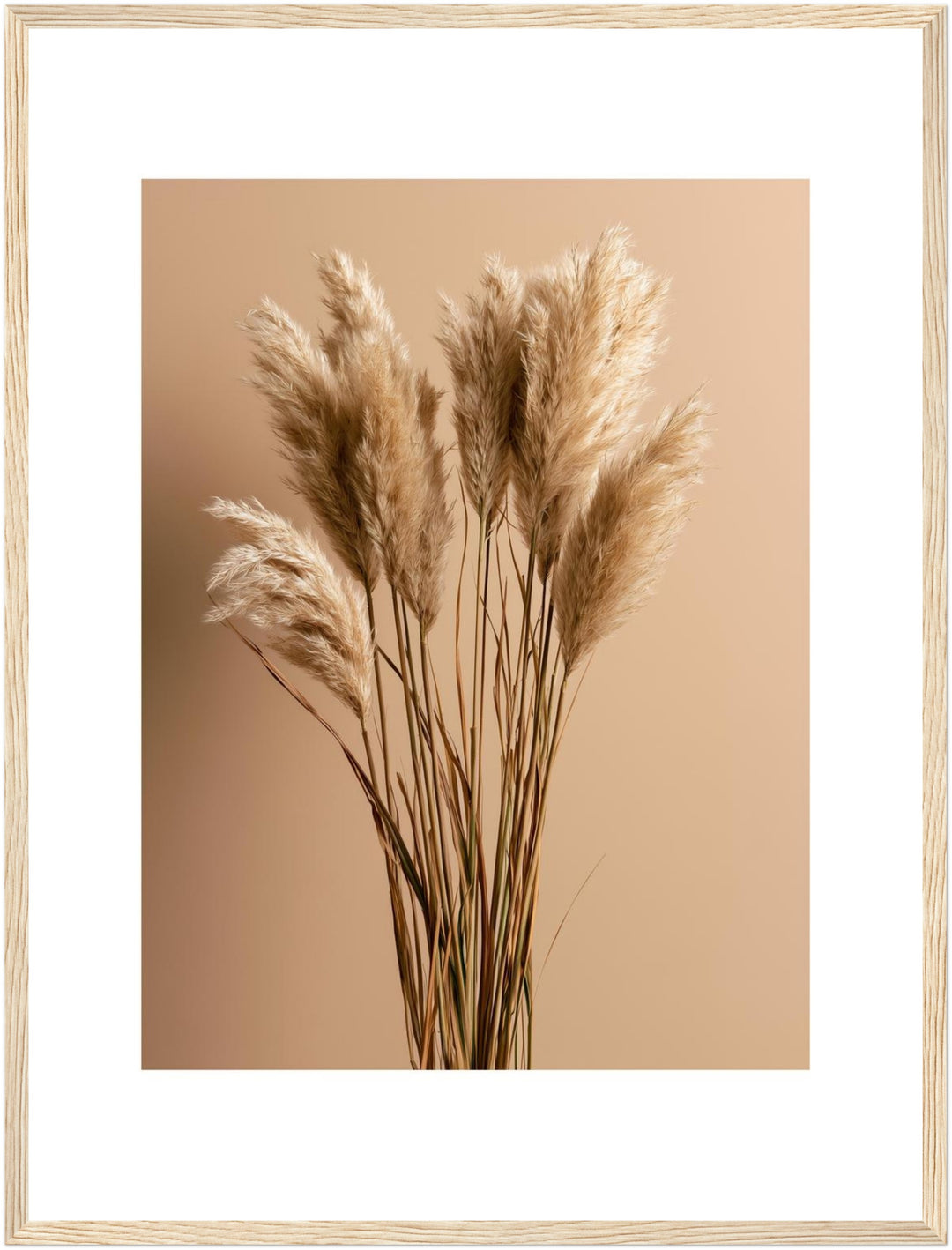 Pampasgras im Gegenlicht Poster – Holz natur Rahmen – Produktfoto