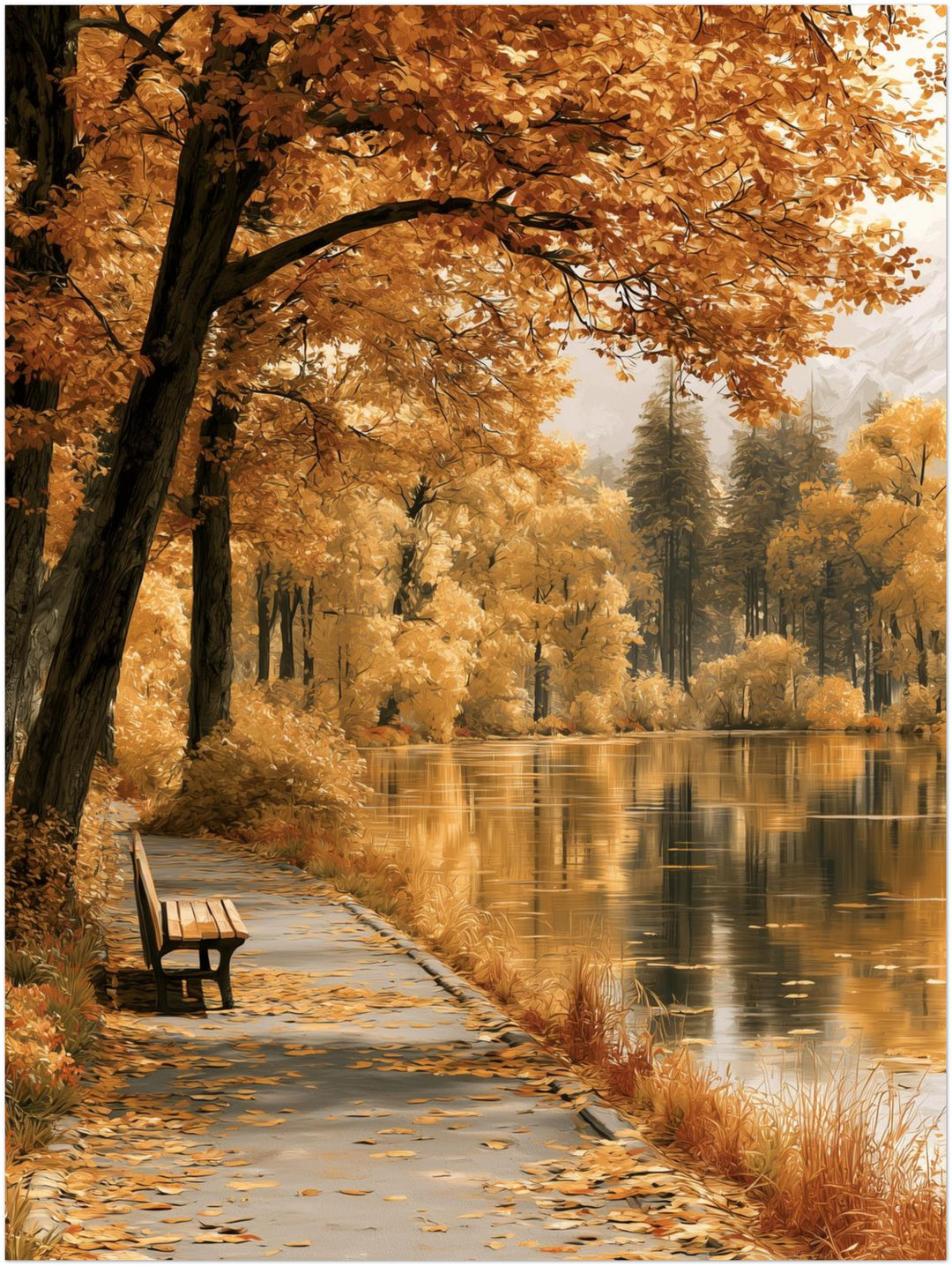 Goldener Herbst am See Poster – Ohne Rahmen – Produktfoto