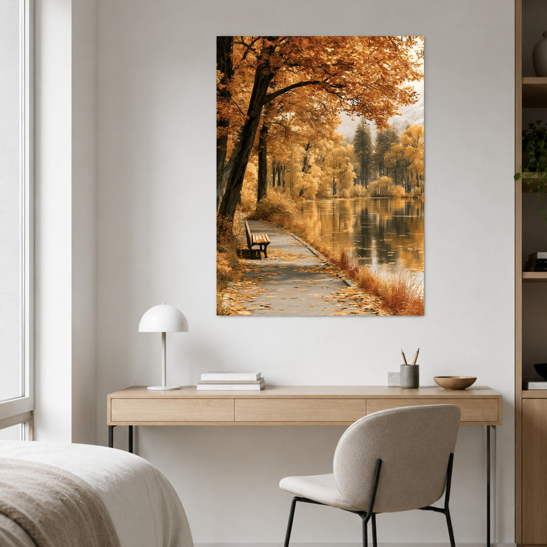 Goldener Herbst am See Poster – Ohne Rahmen – Produktfoto