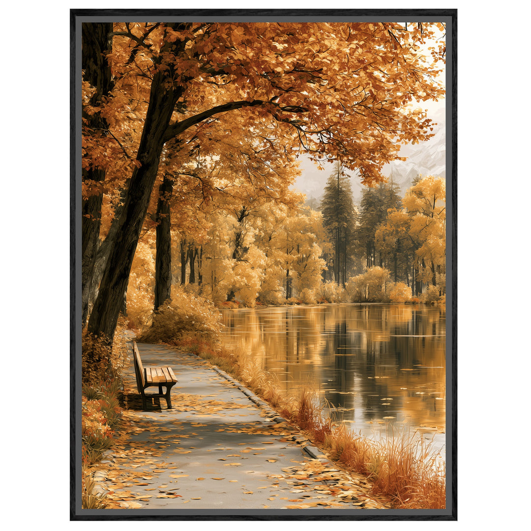 Goldener Herbst am See Leinwandbild – Leinwandbild