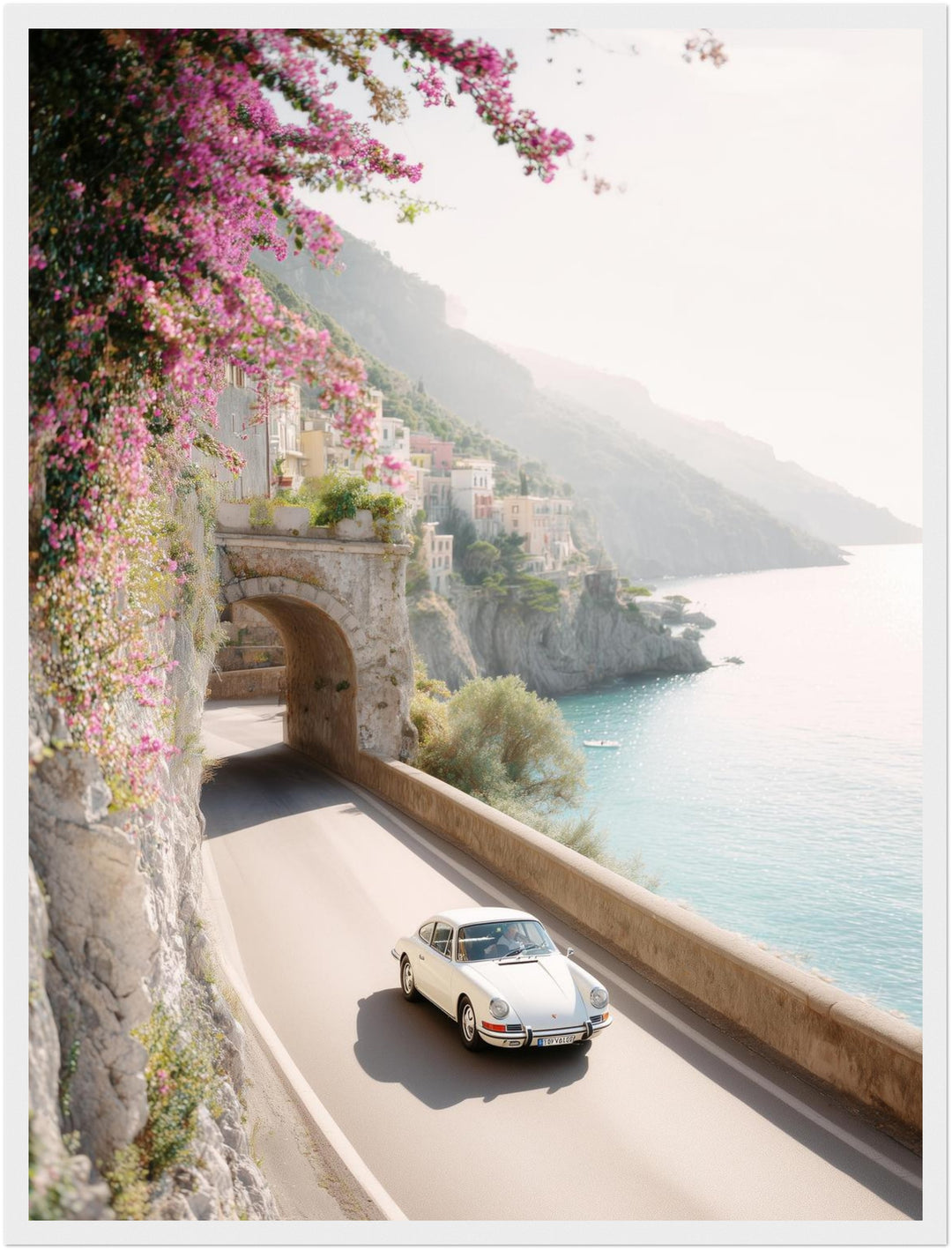 Amalfi Küstenstraße im Sommer Poster – Weißer Rahmen – Produktfoto