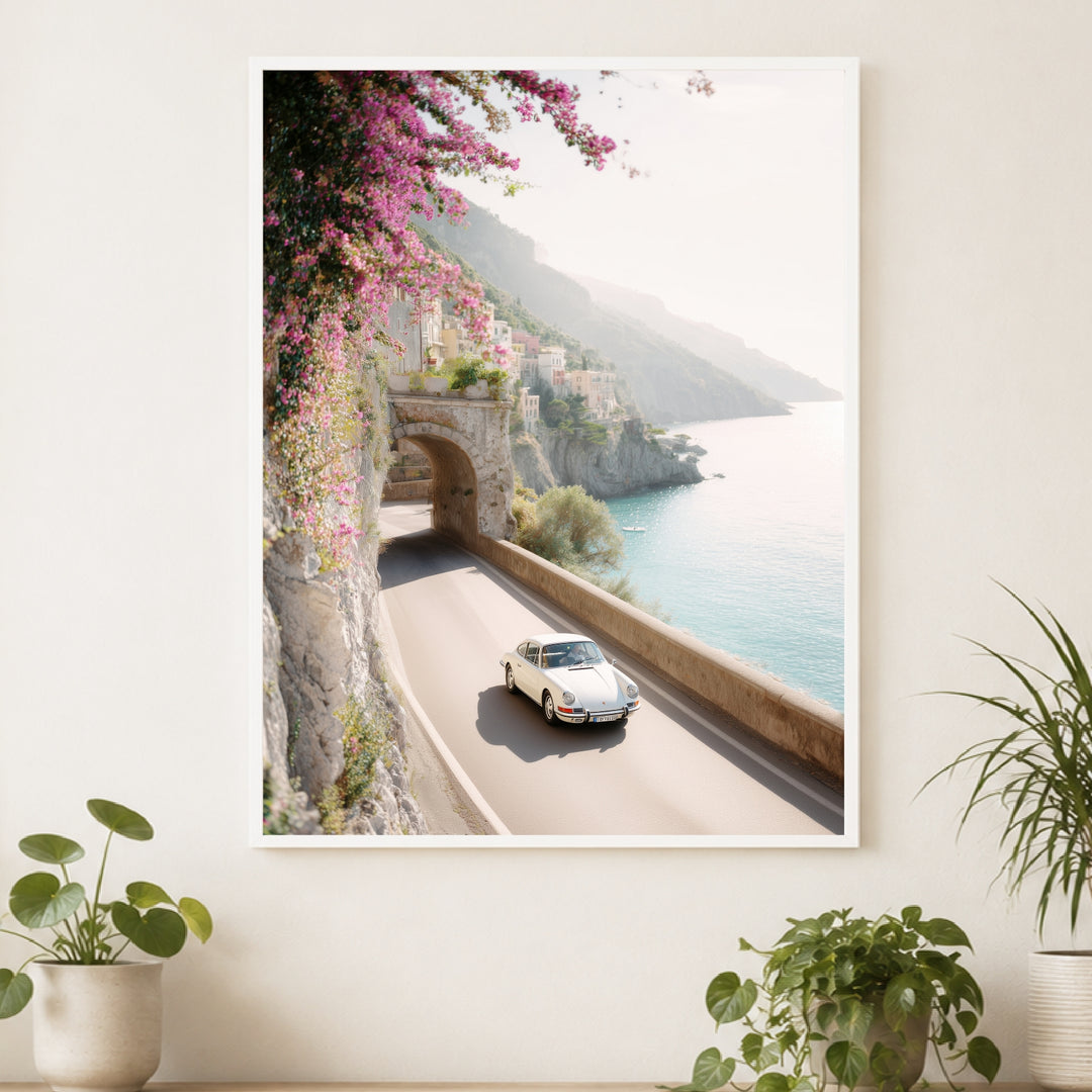Amalfi Küstenstraße im Sommer Poster – Weißer Rahmen – Produktfoto