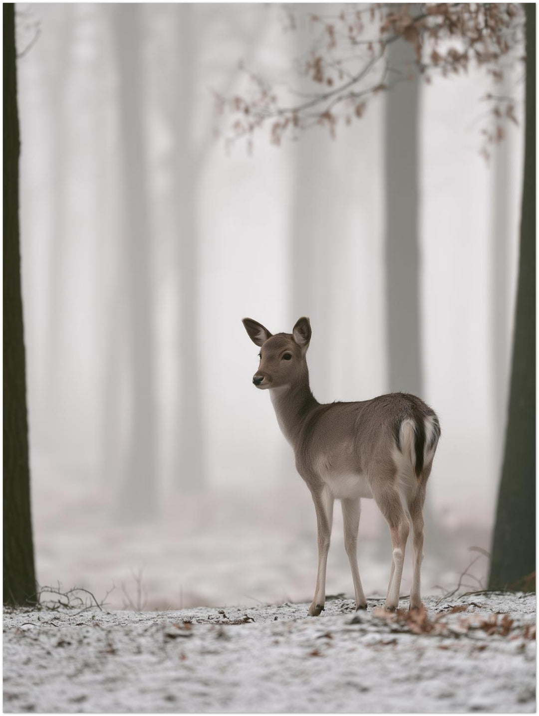 Reh im Winterwald Poster – Ohne Rahmen – Produktfoto