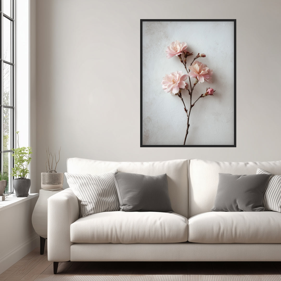 Rosa Blütenzweig Poster abstrakt – mattes Kunstdruck-Papier – Ansicht 3