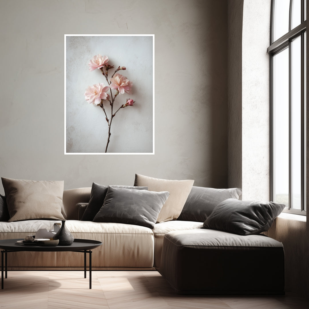 Rosa Blütenzweig Poster abstrakt – mattes Kunstdruck-Papier – Ansicht 4