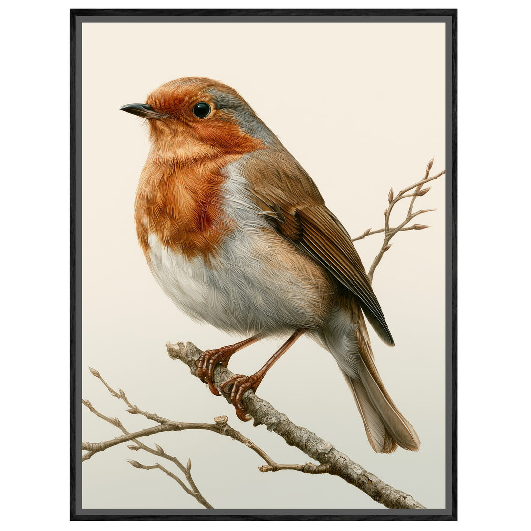 Rotkehlchen auf Winterzweig Leinwandbild – Leinwandbild