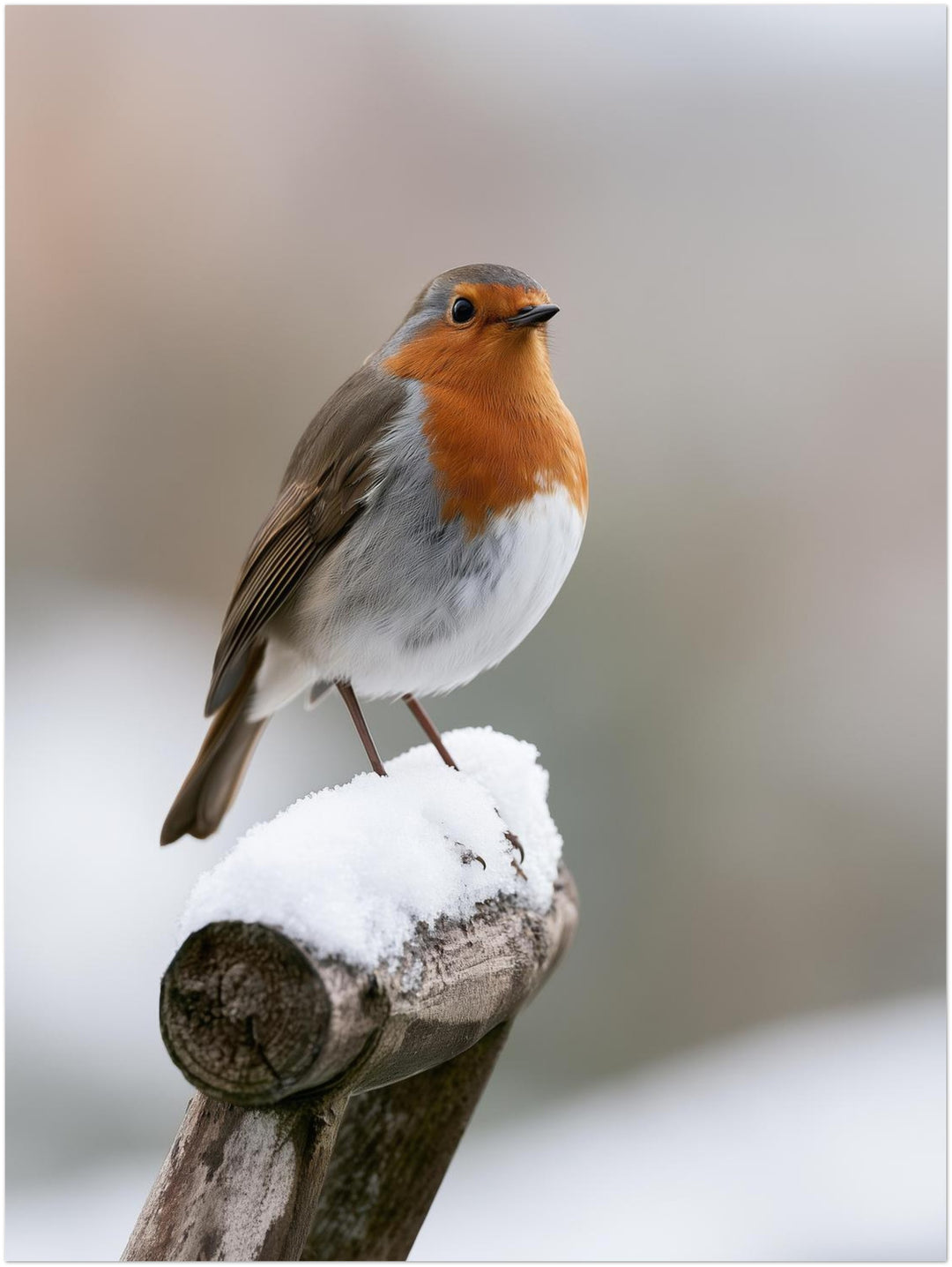 Rotkehlchen im Winterschnee Poster – Ohne Rahmen – Produktfoto