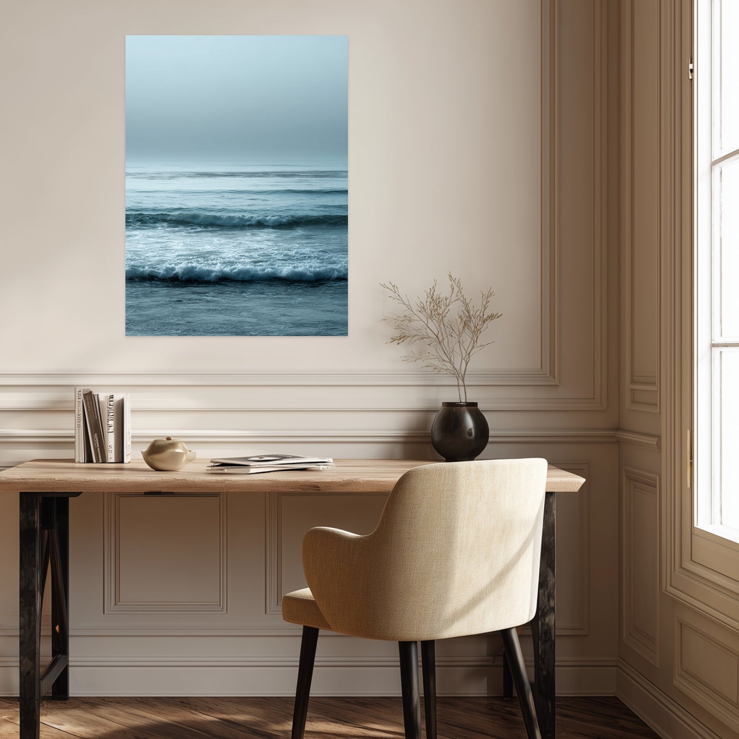 Ruhige Wellen im Nebel Poster