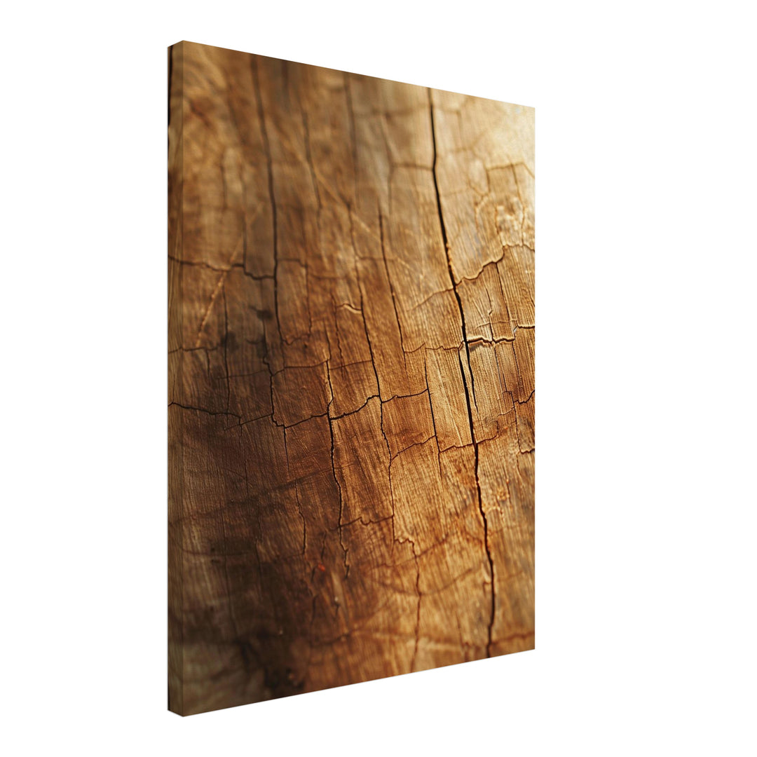 Geborstenes Holz im Licht Leinwandbild – Schräge Ansicht – Produktfoto