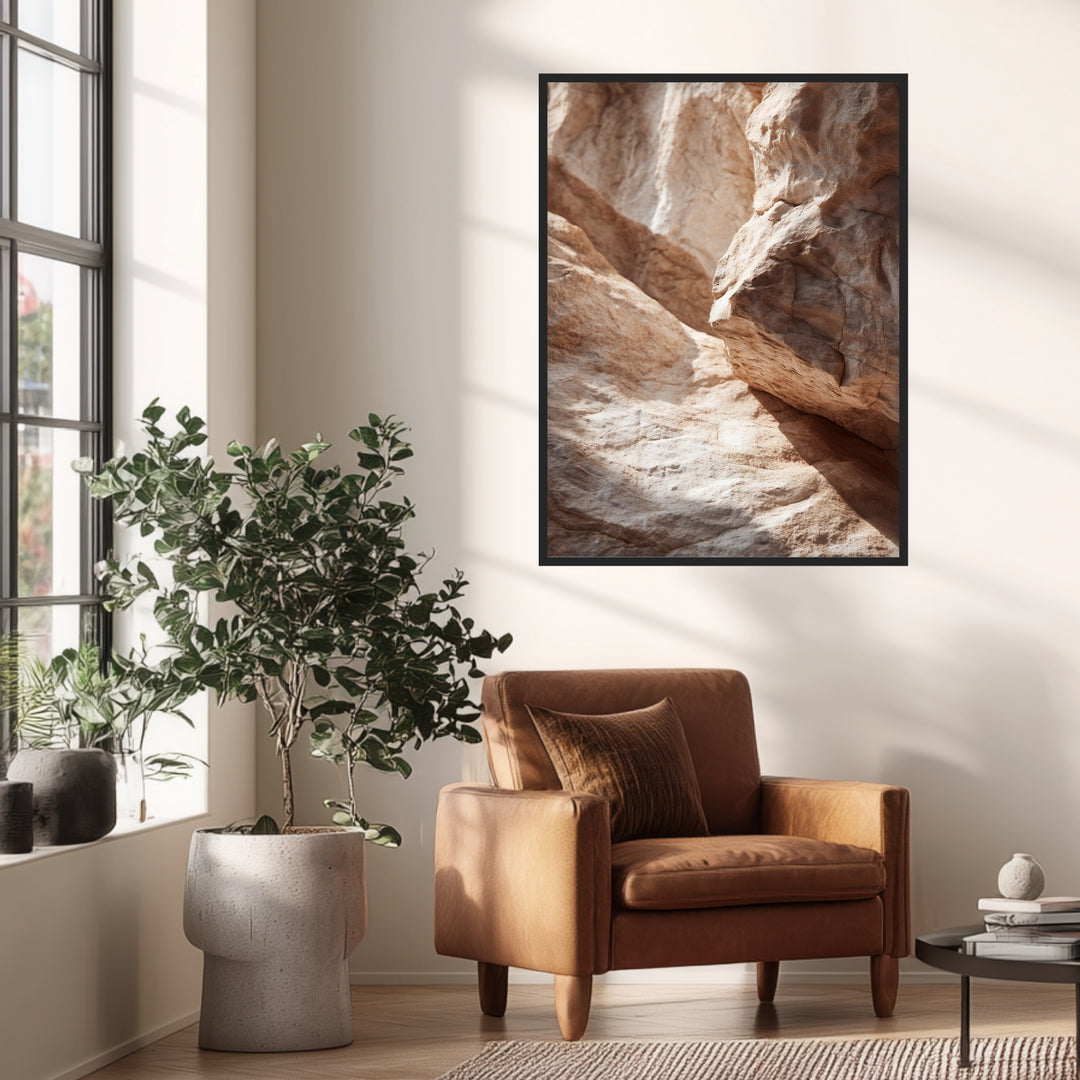 Sandsteinfelsen im Sonnenlicht Poster abstrakt – mattes Kunstdruck-Papier – Ansicht 3