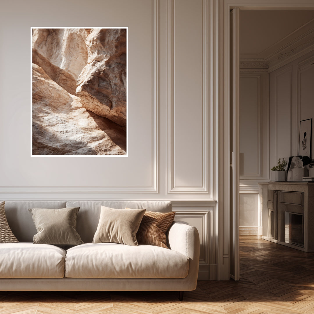 Sandsteinfelsen im Sonnenlicht Poster abstrakt – mattes Kunstdruck-Papier – Ansicht 4