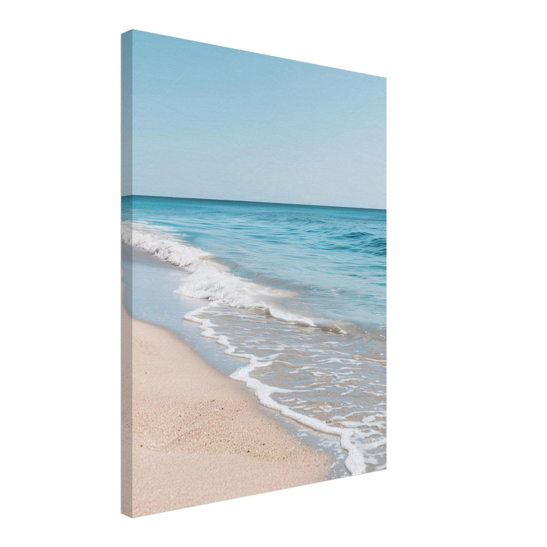 Türkises Meer am Sandstrand Leinwand Landschaft – Leinwand auf Holzrahmen – Ansicht 2