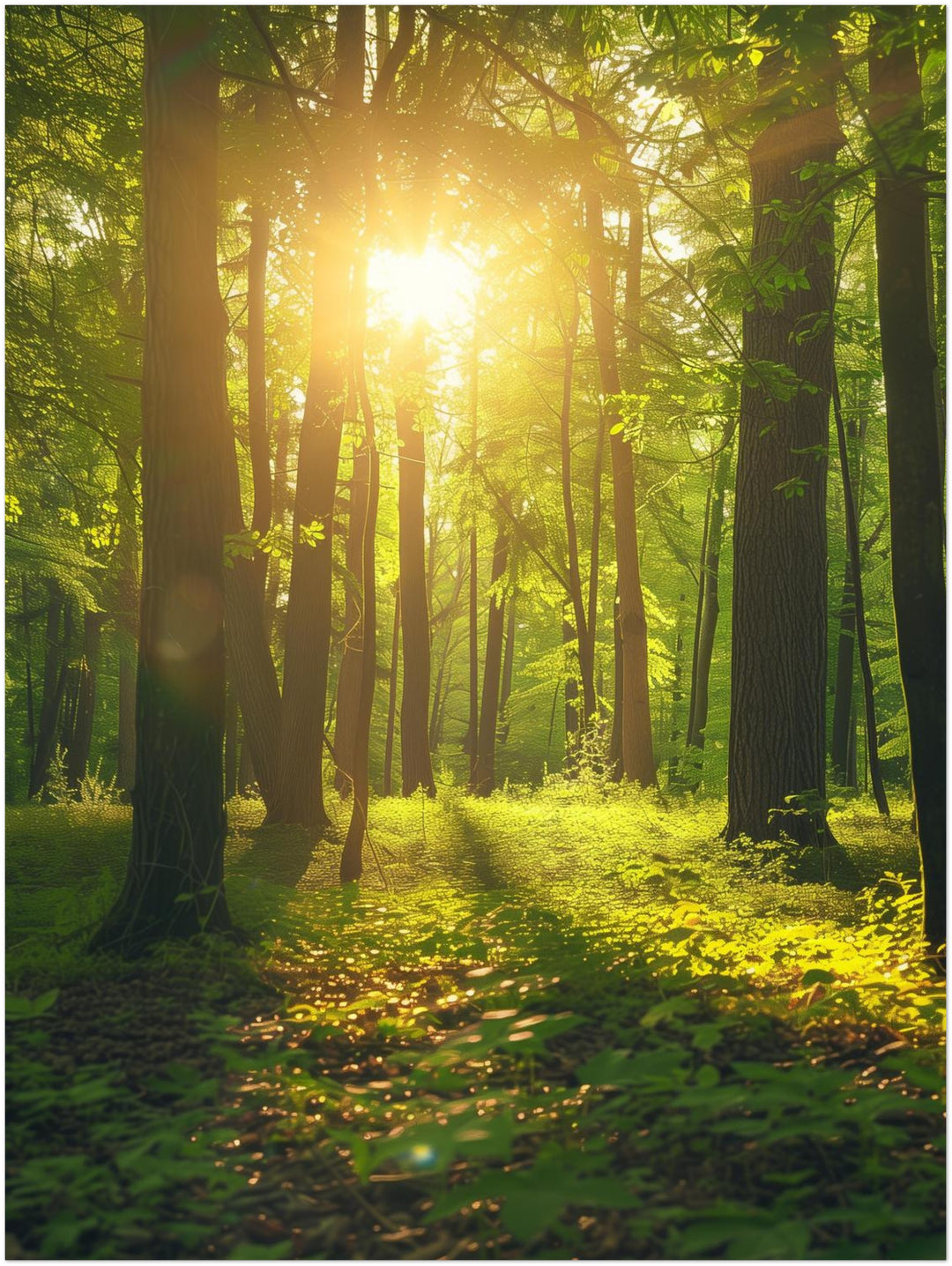 Sonnenlicht im Wald abstrakt – Wandkunst