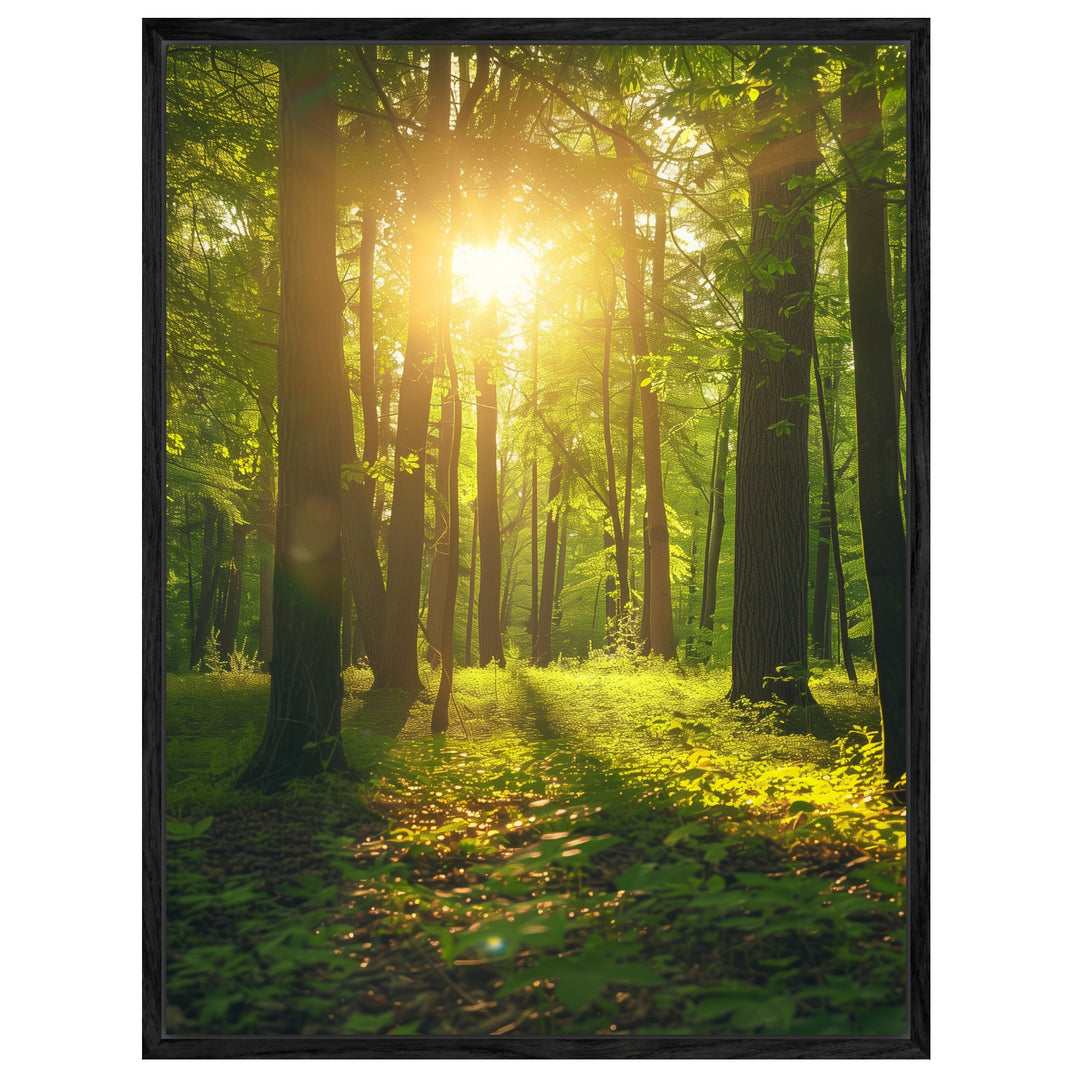 Sonnenlicht im Wald Leinwandbild abstrakt – Leinwand auf Holzrahmen – Ansicht 4